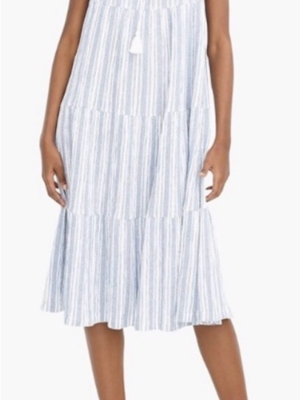 J. Crew BohoChic Halter Blue/White Stripe Maxi Dress Coastal Beach 100%Cotton XS